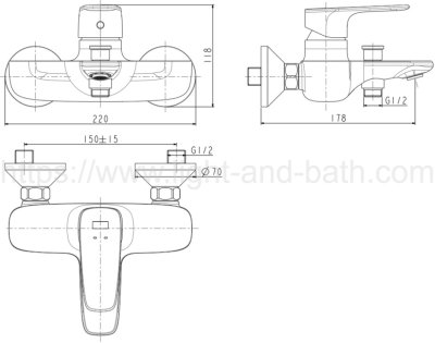 A-1711-200B-PWS (FFAS1711-609DA0BT0) ก๊อกผสมอ่างอาบน้ำและยืนอาบ รุ่น SIGNATURE