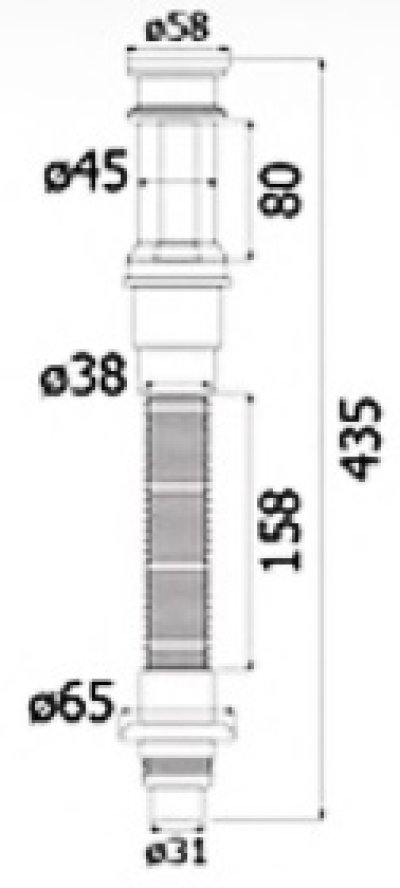 HLS13-LLFO03 ท่อน้ำทิ้งกันกลิ่นสเตนเลส 201 แบบยืดหด พร้อมสะดืออ่างล้างหน้า