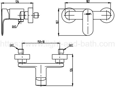 CT2376A ก๊อกผสมยืนอาบ แบบติดผนัง รุ่น LEOS