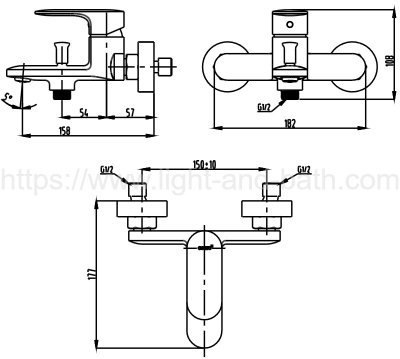 CT2375A ก๊อกผสมอ่างอาบน้ำ แบบติดผนัง รุ่น LEOS