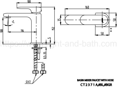 CT2371A ก๊อกผสมอ่างล้างหน้าพร้อมสายน้ำดี รุ่น LEOS