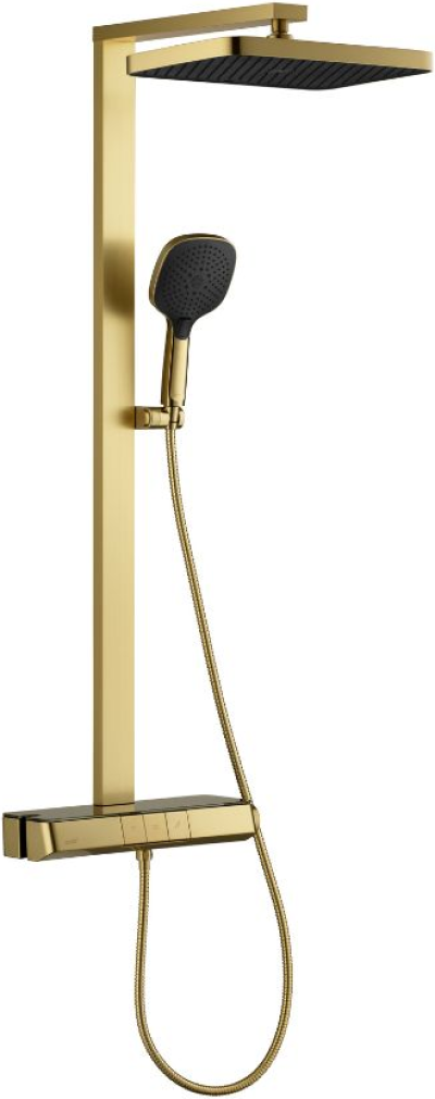 CT5104W#BGR ก๊อกผสมยืนอาบน้ำพร้อมวาล์วควบคุมอุณหภูมิ ฝักบัวสายอ่อน 3 ฟังก์ชั่น (สีทองด้าน) รุ่น BRENTA