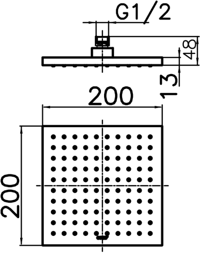 ZF06V#BL หัวฝักบัวก้านแข็งขนาด 8X8 นิ้ว (สีดำ)