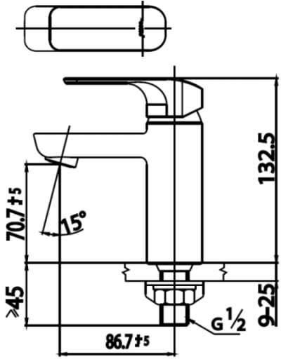 CT1141A#BL(HM) ก๊อกเดี่ยวอ่างล้างหน้าแบบก้านโยก (Size S) รุ่น SCIROCCO SENSE