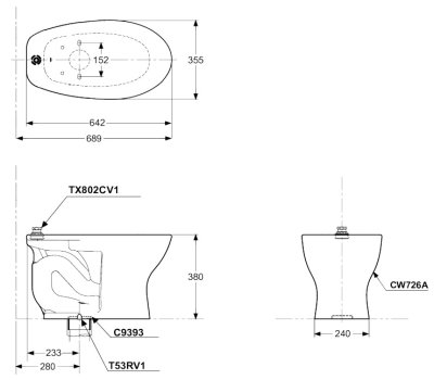 CWT726 สุขภัณฑ์ แบบฟลัชวาล์ว