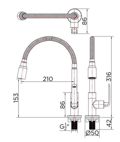 KF-66-519-50 ก๊อกซิงค์เดี่ยวติดบนเคาน์เตอร์