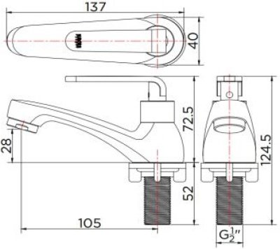KF-66-100A-50 ก๊อกอ่างล้างหน้า (น้ำเย็น) แบบติดเคาน์เตอร์