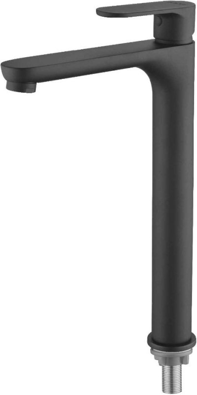 KF-58-611-55 ก๊อกเดี่ยวอ่างล้างหน้าทรงสูงแบบก้านโยก สีดำ (ไม่มีป๊อบอัพ)