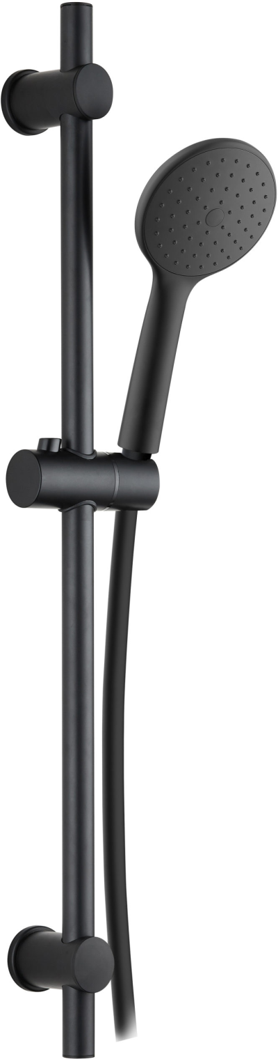 KS-01-731-55 ชุดราวเลื่อน ยาว 70 ซม. พร้อมฝักบัวสายอ่อน 1 ระดับ ขนาด Ø 10.8 ซม. สีดำ พร้อมสาย PVC