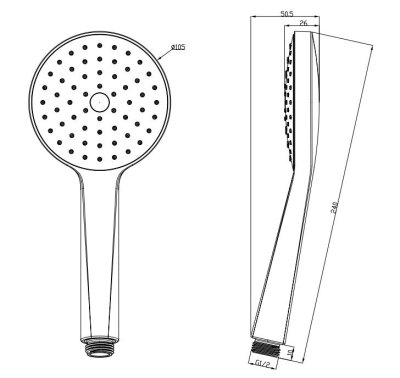 KS-16-231-50 ฝักบัวสายอ่อน ปรับน้ำ 1 ระดับ Ø 10.5 ซม. พร้อมสายสเตนเลส