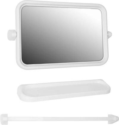 KMS-01-230-11 ชุดกระจกห้องน้ำแบบเหลี่ยม พร้อมชั้นวางและราวแขวนยาว 49.5 ซม.