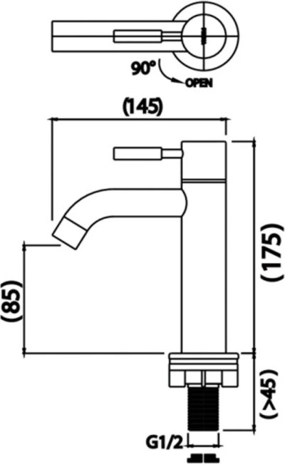 PM1041#BL(HM) ก๊อกอ่างล้างหน้าน้ำเย็น สีดำ
