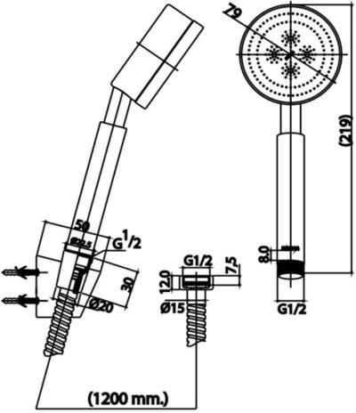 P108(HM) ชุดฝักบัวสายอ่อน สแตนเลส