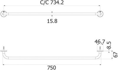 HBA01-D750SS ราวแขวนผ้า สแตนเลส ยาว 75 ซม.