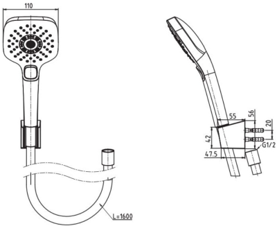 TBW02006T#PFG ฝักบัวพร้อมสาย 3 ฟังก์ชัน (WARM SPA)