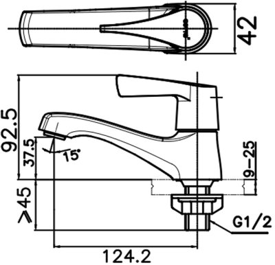 CT1207C59(HM) ก๊อกเดี่ยวอ่างล้างหน้าแบบปัด