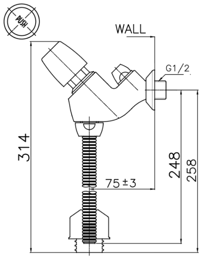 CT474NF(HM) ฟลัชวาล์วโถปัสสาวะชาย ชนิดกด(แบบปรับท่อได้)icon