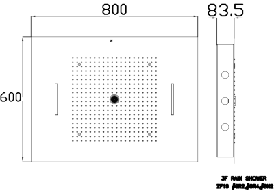 ZF19 ฝักบัว 3 ฟังก์ชั่น ขนาด 50x50 ซม. ชนิดฝังเพดาน