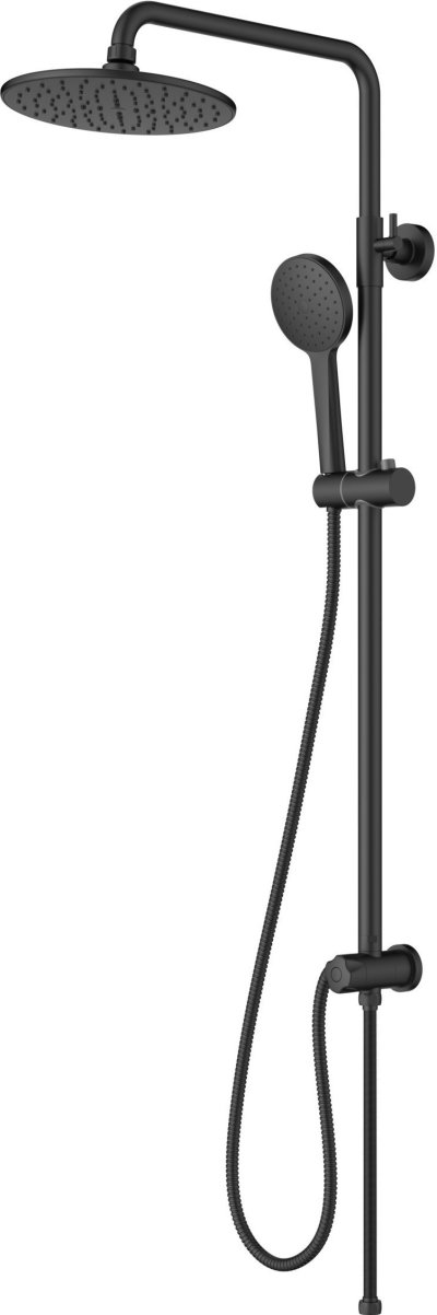 KRS-012-781-55 ชุดฝักบัว Rain Shower สีดำ ขนาด Ø 22.7 ซม. พร้อมที่สลับทางน้ำ (Diverter) และฝักบัวสายอ่อนปรับน้ำ 1 ระดับ