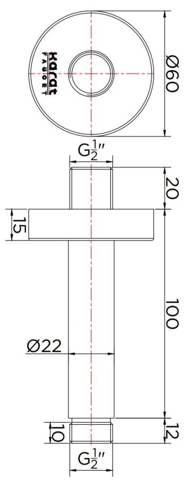 KS-01-441-50 ท่อลอยติดเพดานสำหรับฝักบัว Rain Shower ทรงกลมยาว 10 ซม.