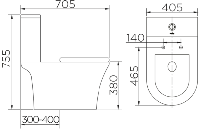 ECT-03-221D-11 สุขภัณฑ์ แบบสองชิ้น 3/6 ลิตร