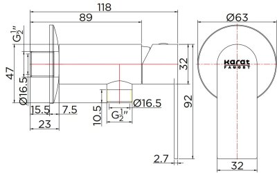 KF-49-870-63 ก๊อกเดี่ยวติดผนังแบบก้านโยกสำหรับฝักบัวสายอ่อน (สเตนเลส 304)