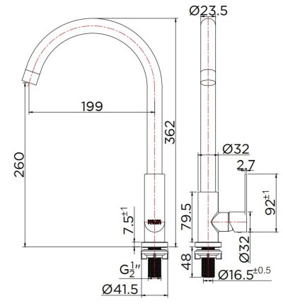 KF-49-911-63 ก๊อกซิงค์ (น้ำเย็น) แบบติดเคาน์เตอร์