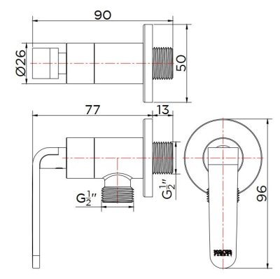 KF-66-470-50 ก๊อกเดี่ยวติดผนัง สำหรับฝักบัวสายอ่อน