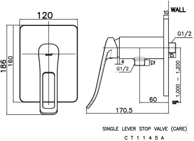 CT1145A#GG วาล์วเปิด-ปิดน้ำ สำหรับฝักบัว