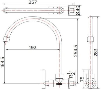 KF-07-531-50 ก๊อกซิงค์ (น้ำเย็น) แบบติดผนัง
