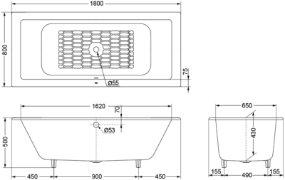 FBYN1800HPE/DB อ่างอาบน้ำเหล็กหล่อ