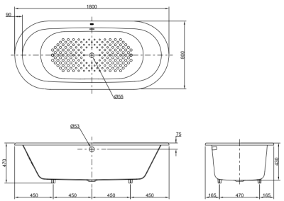 FBYN1810NHPE อ่างอาบน้ำเหล็กหล่อ แบบมีมือจับ