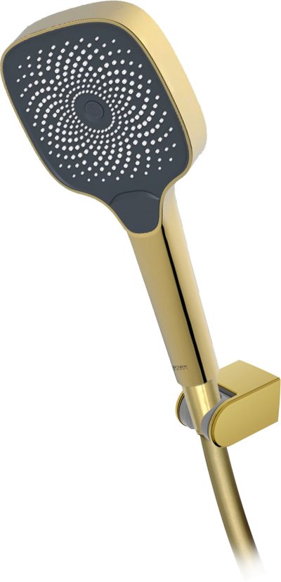 KS-02-263-41 ชุดฝักบัวสายอ่อนสีทองด้าน PVD ปรับระดับน้ำ 3 ระดับ