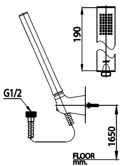 Z92#BL(HM) ฝักบัวพร้อมสาย 1 ฟังก์ชั่น