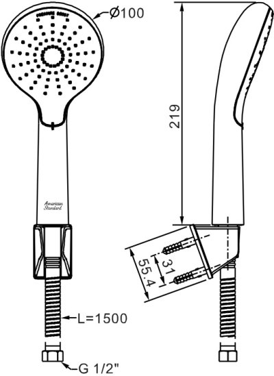 A-5270-WIZ (1352700000) ชุดฝักบัวสายอ่อน 1 ฟังก์ชั่น รุ่น WIZFLO