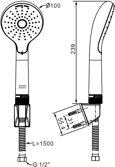 A-5273-WIZ (1352730000) ชุดฝักบัวสายอ่อน 1 ฟังก์ชั่น รุ่น WIZFLO DUO FLEX