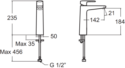 A-1M07-110 (FFAS1M07-101500BT0) ก๊อกน้ำเย็นสำหรับอ่างล้างหน้า-ล้างมือ ทรงสูง รุ่น LOVEN