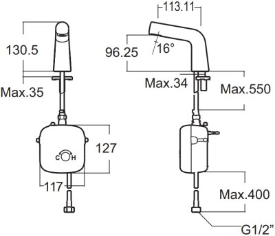 A-3043-FL-DC (1361109990) ก๊อกน้ำเย็นอ่างล้างหน้าอัตโนมัติ (แบบใช้แบตเตอรี่) รุ่น ACCUFLO