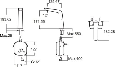 A-3045-ST-AC (1361189990) ก๊อกน้ำเย็นอ่างล้างหน้าอัตโนมัติทรงสูง (แบบใช้ไฟฟ้า) รุ่น ACCUSTREAM