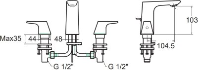 A-1703-130B-HG (FFAS1703-101A00BT0) ก๊อกผสมอ่างล้างหน้า แบบ 3 รูก๊อก ไม่รวมสะดือและสต๊อปวาล์ว รุ่น SIGNATURE