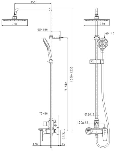 A-6110-978-909WK-PWS ก๊อกผสมพร้อมชุดเรนชาวเวอร์ รุ่น SIGNATURE