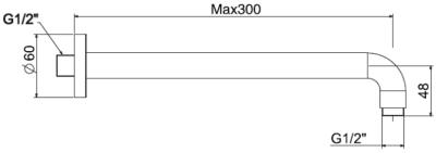A-1026-HG (FFAS9909-000A00BT0) ก้านฝักบัวเรนชาวเวอร์ แบบออกผนัง