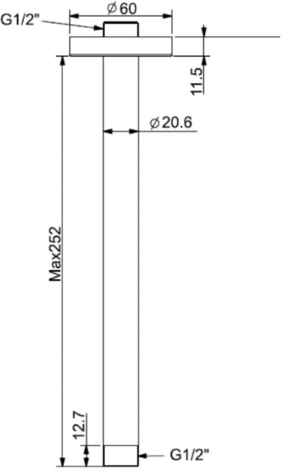 A-1033-HG (FFAS9908-000A00BT0) ก้านฝักบัวเรนชาวเวอร์ แบบออกจากเพดาน สี Polished Hard Graphite
