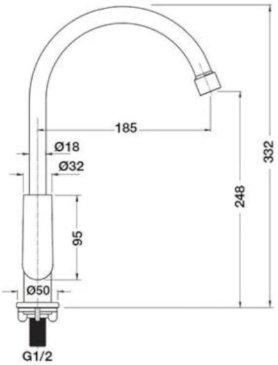 485.61.052 ก๊อกซิงค์ (น้ำเย็น) แบบติดเคาน์เตอร์