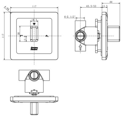A-1323-500B (1132320000) วาล์วเปลี่ยนทิศทางน้ำ แบบฝังผนัง รุ่น ACACIA SS
