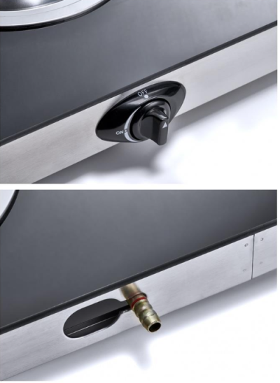 PCM1608 เตาแก๊ส 2 หัวเตา ท็อปกระจกสีดำ