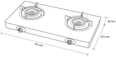 PCM1608 เตาแก๊ส 2 หัวเตา ท็อปกระจกสีดำ