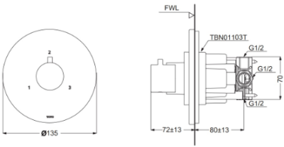 TBV01104T#PN ชุดเปลี่ยนทิศทางน้ำ (เข้า 1 ออก 3) ไม่รวมวาล์วเปิด-ปิดน้ำ *4