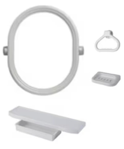 MS 06 ชุดกระจก 6 ชิ้น ทรงรี (กระจก+หิ้ง+ห่วงแขวนผ้า+ที่วางสบู่)