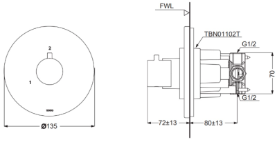 TBV01103T#BFG ชุดเปลี่ยนทิศทางน้ำ (เข้า 1 ออก 2) ไม่รวมวาล์วเปิด-ปิดน้ำ *4